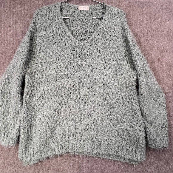 Altard State Green V-Neck Knit Pullover Sweater Fuzzy Cozy Size S/M - Picture 1 of 8